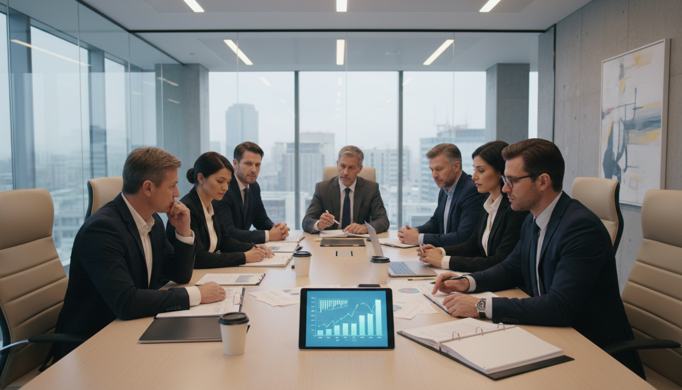 Команда обсуждающая стратегию банкротства ООО