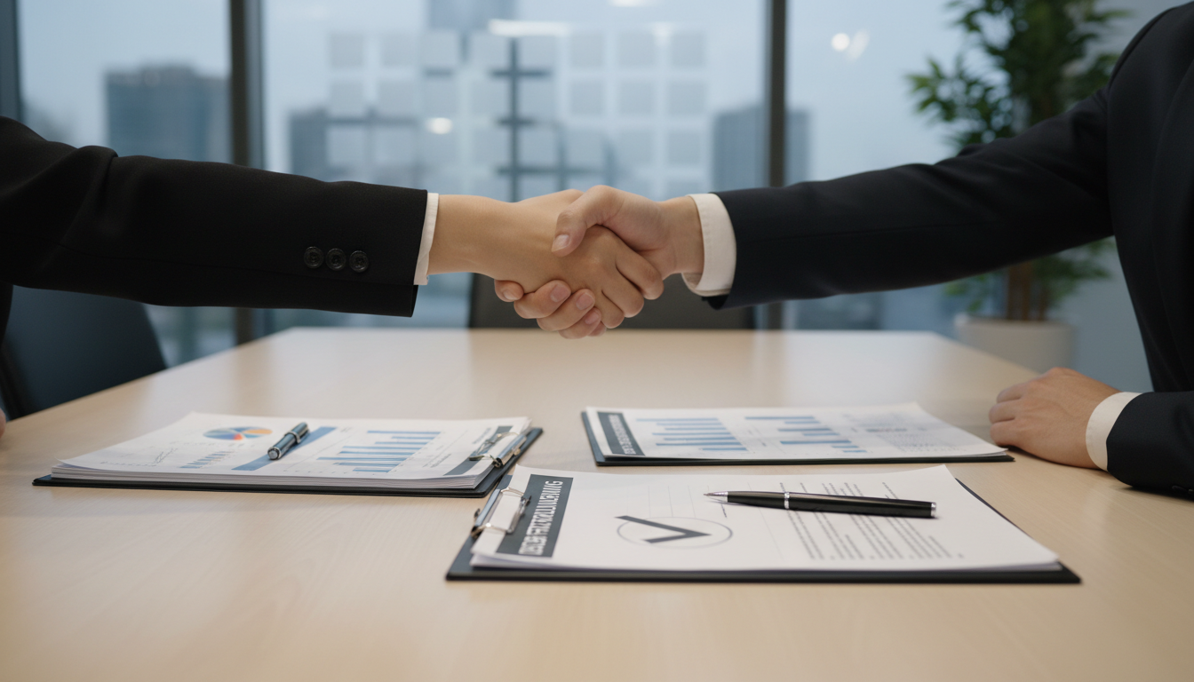 Рукопожатие после успешных переговоров по реструктуризации